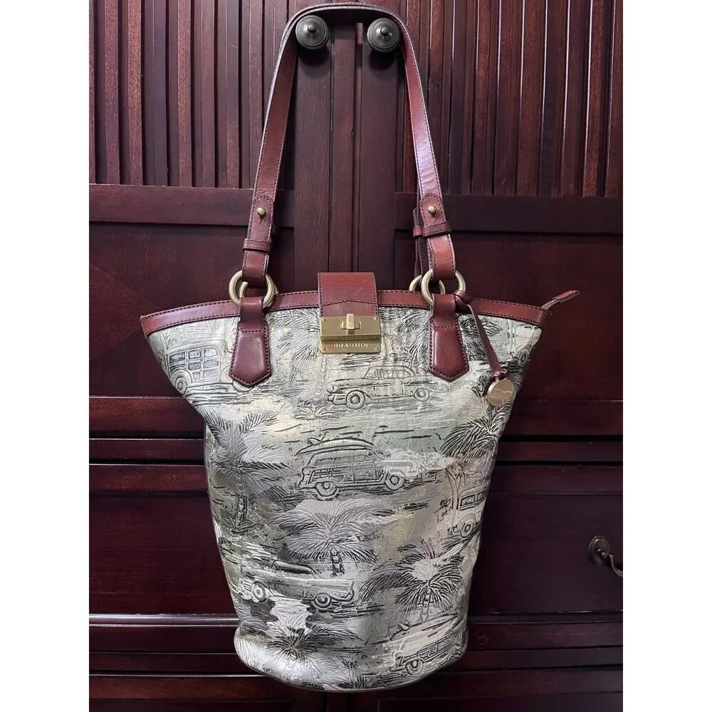 Brahmin RARE Limited Edition Jessie Vintage Copacabana Metallic Leather Tote